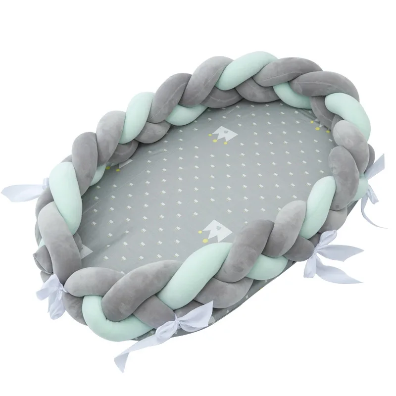80*50cm Baby Nest Bed Portable Crib Travel Bed Infant Toddler Cotton Cradle for Newborn Baby Bassinet Bumper - Цвет: Красный