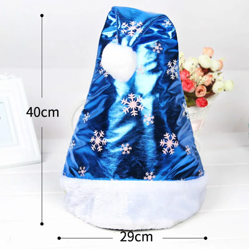 Блестящая Снежинка Рождественская шляпа Санта Клауса рождественские украшения