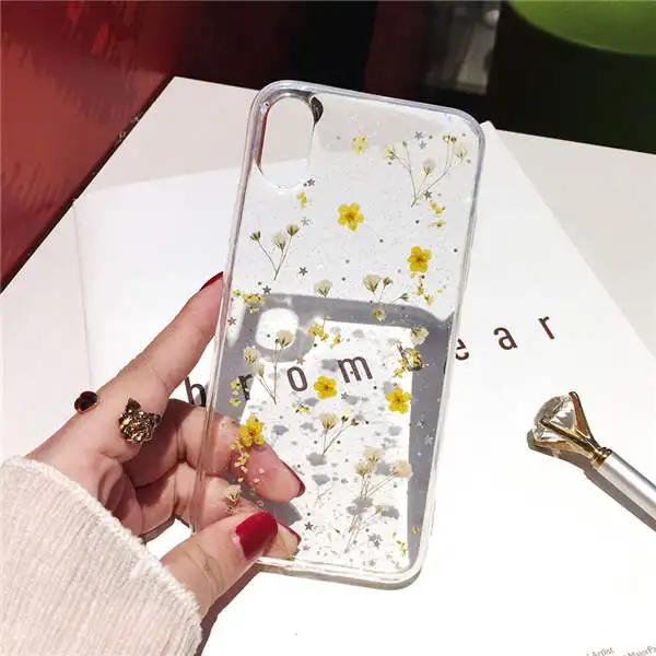 Qianliyao настоящие сушеные цветы прозрачный, мягкий чехол для iphone X 6 6S 7 8 Plus 11 Pro Max чехол для телефона для iphone XR XS Max чехол - Цвет: 3