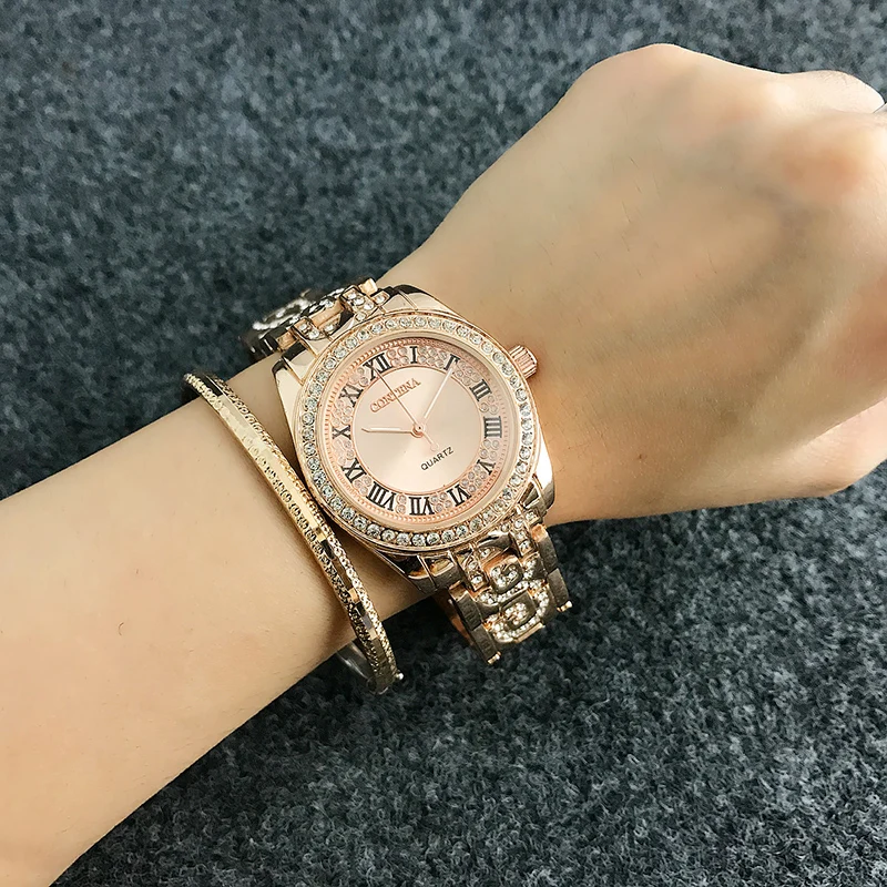 CONTENA браслет женские часы из розового золота наручные стразы Reloj Mujer|Женские часы|