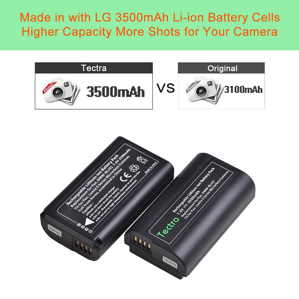 Tectra 3500mAh 1 шт DMW BLJ31 DMWBLJ3 литий ионный аккумулятор для Panasonic LUMIX S1 S1R S1H беззеркальных