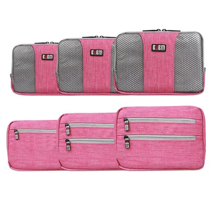 3 pcs a set Rose BUBM сумка для путешествий аксессуары для путешествий упаковка Органайзер цифровая сумка Аксессуары для вспышки сумка черный розовый синий серый s m l - Цвет: 3 pcs a set Rose