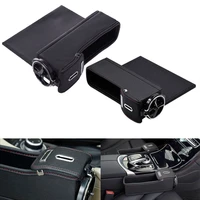 2x black pu leather seat catcher gap filler storage box coin collector pocket wcup holder organizer for vw toyota ford kia lada