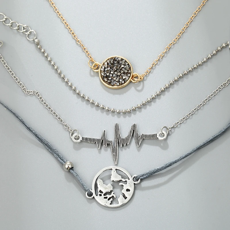 Новый модный браслет 4 шт./компл. женский любовь Ecg тканая веревка
