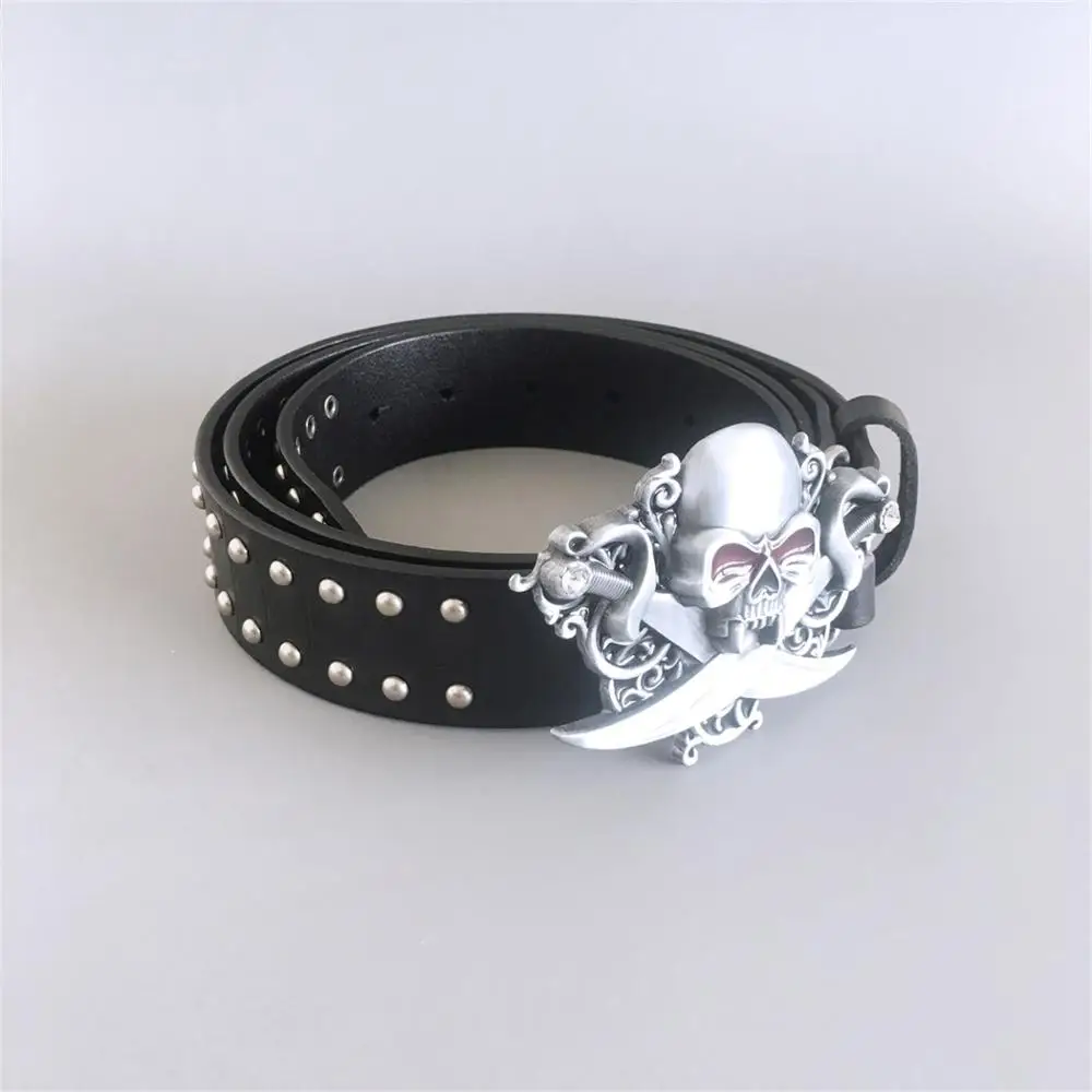 Бронзовое покрытие орел череп ремень пряжка W черный натуральная кожа Gurtel Boucle de