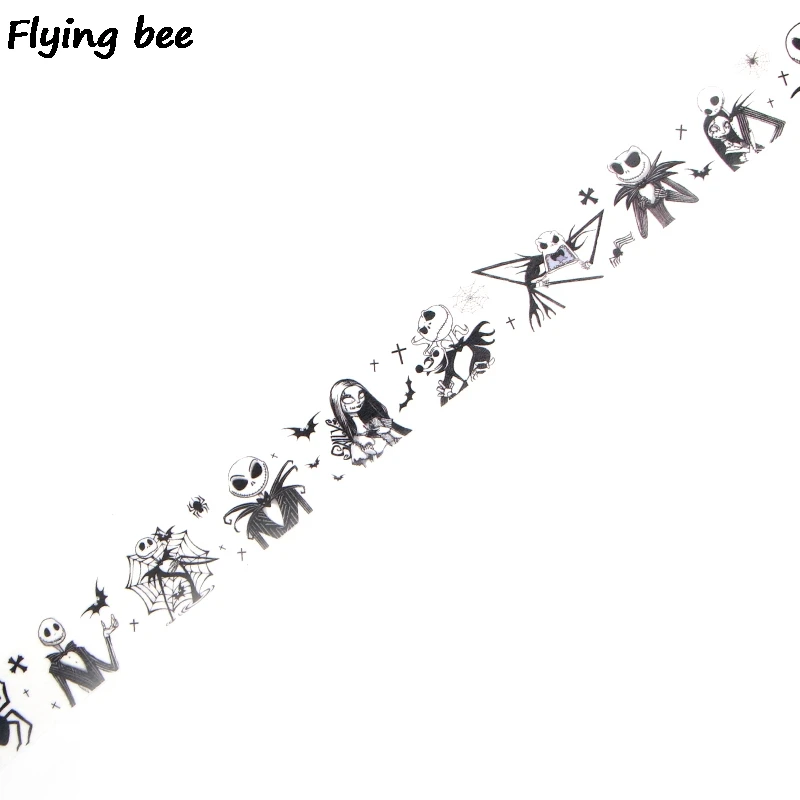 Flyingbee 15 мм X 5 м Бумага васи клейкие ленты кошмар перед Рождество, клейкие ленты DIY стикеры террор маскировки клейкие ленты X0338