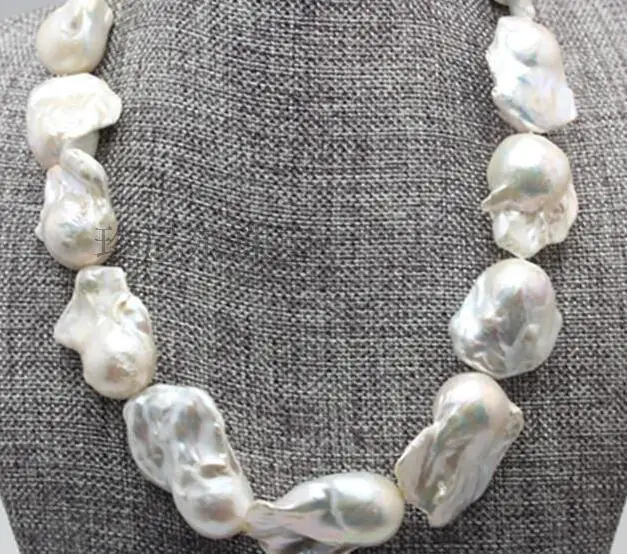 Huge 18&quot22-35mm natural south sea genuine white baroque pearl necklace 925silver | Украшения и аксессуары