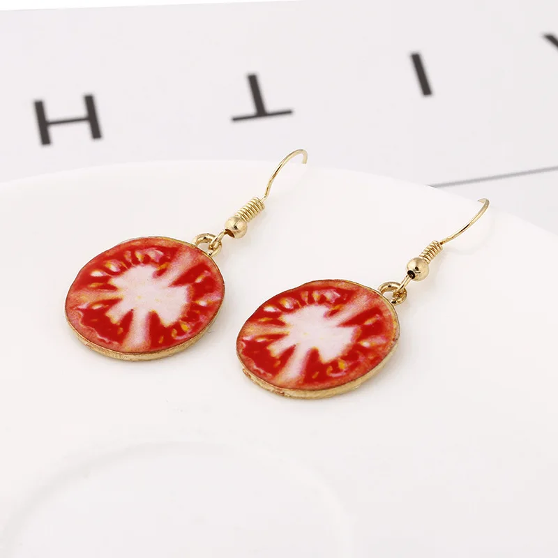 YAAYOO Hyperbole Alloy Fruit Tomato Earring Jewelry Drop Dangle Earrings For Women HL030 |