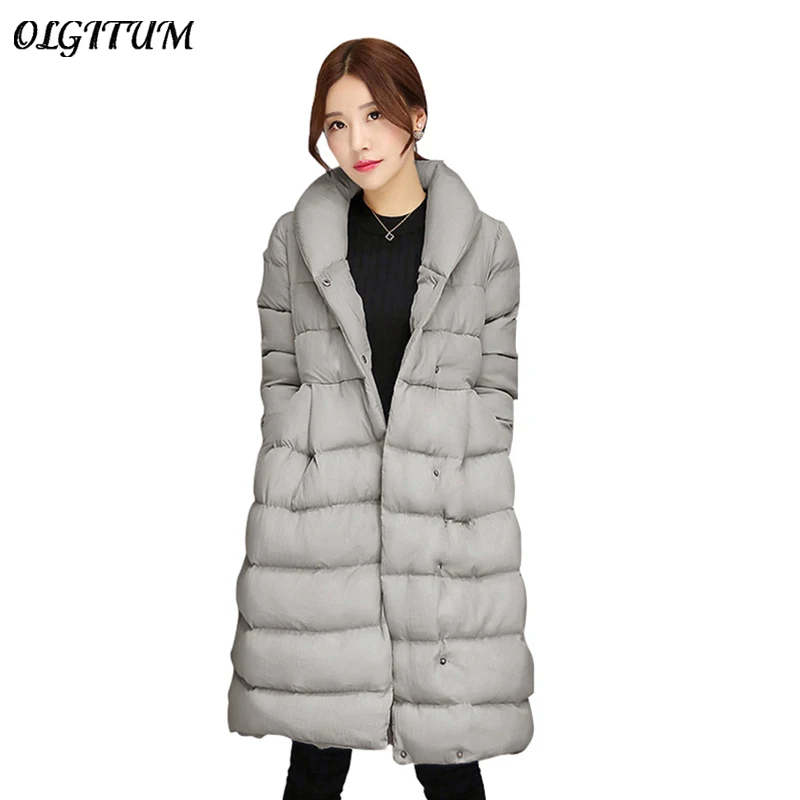 2018 зимняя новая женская куртка средней длины с разрезом вниз плюс Размер