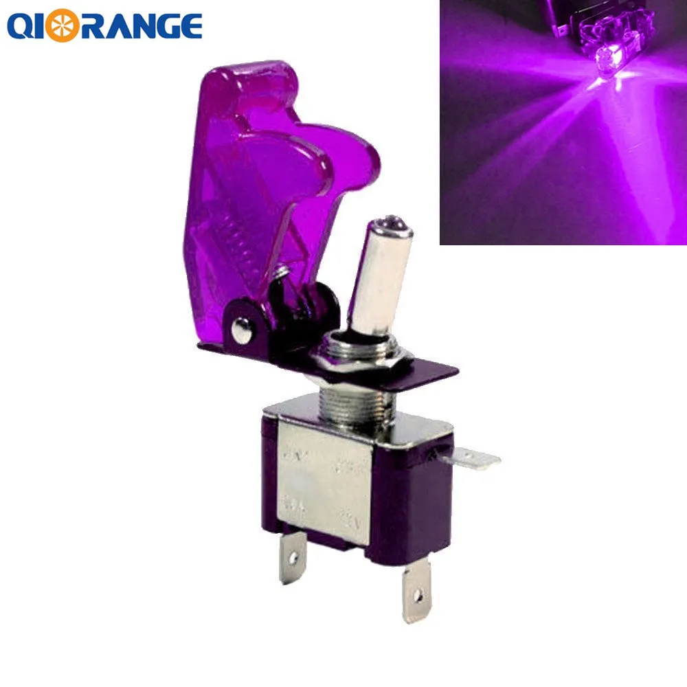 QIORANGE Purple Color Auto Cover LED Light SPST Toggle 12V 20A Car Rocker Switch Control On/Off | Автомобили и мотоциклы