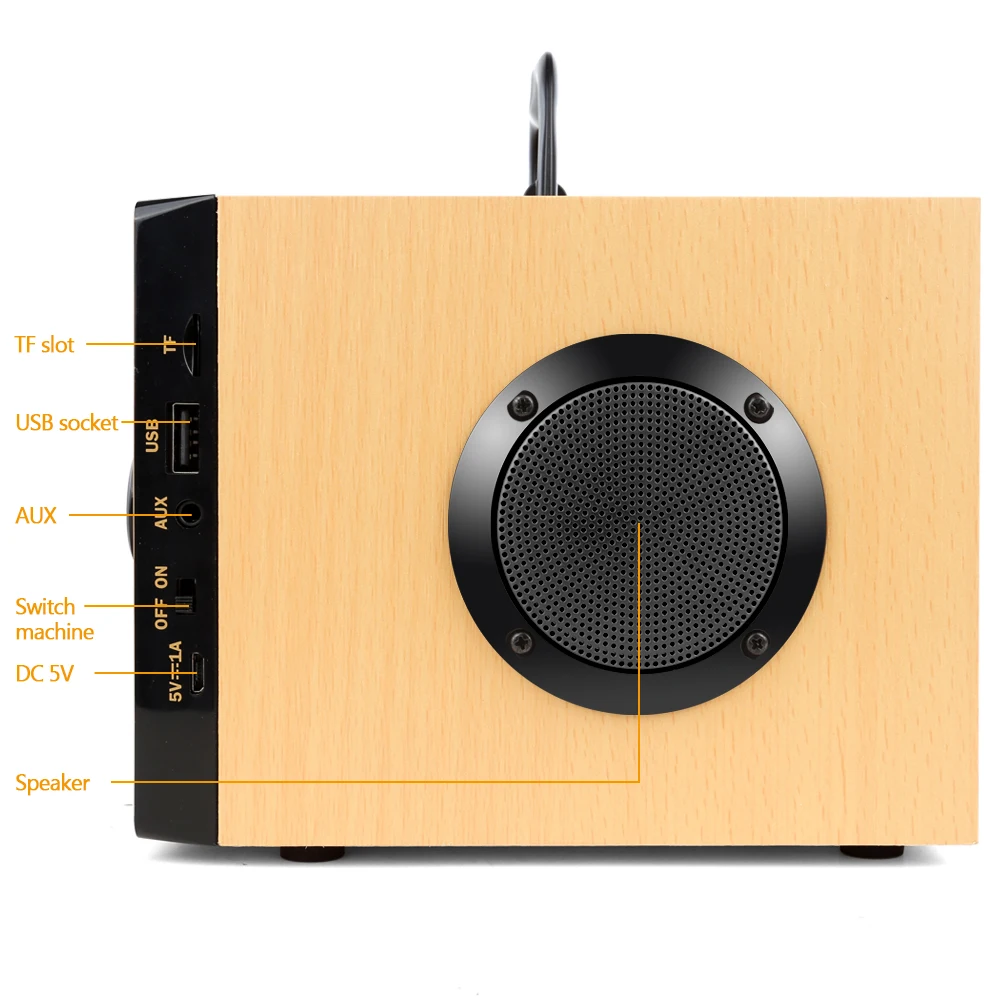 Bluetooth колонка деревянная беспроводная с поддержкой FM радио и TF карт|Портативные