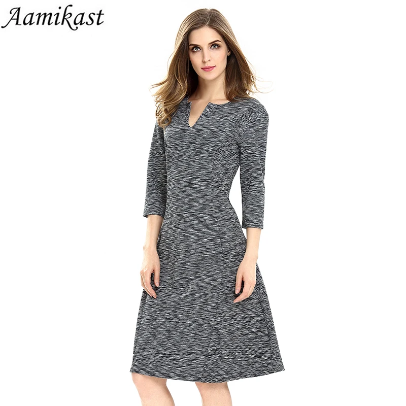 Aamikast Новые Модные Элегантные винтажные облегающие Женские платья с v образным