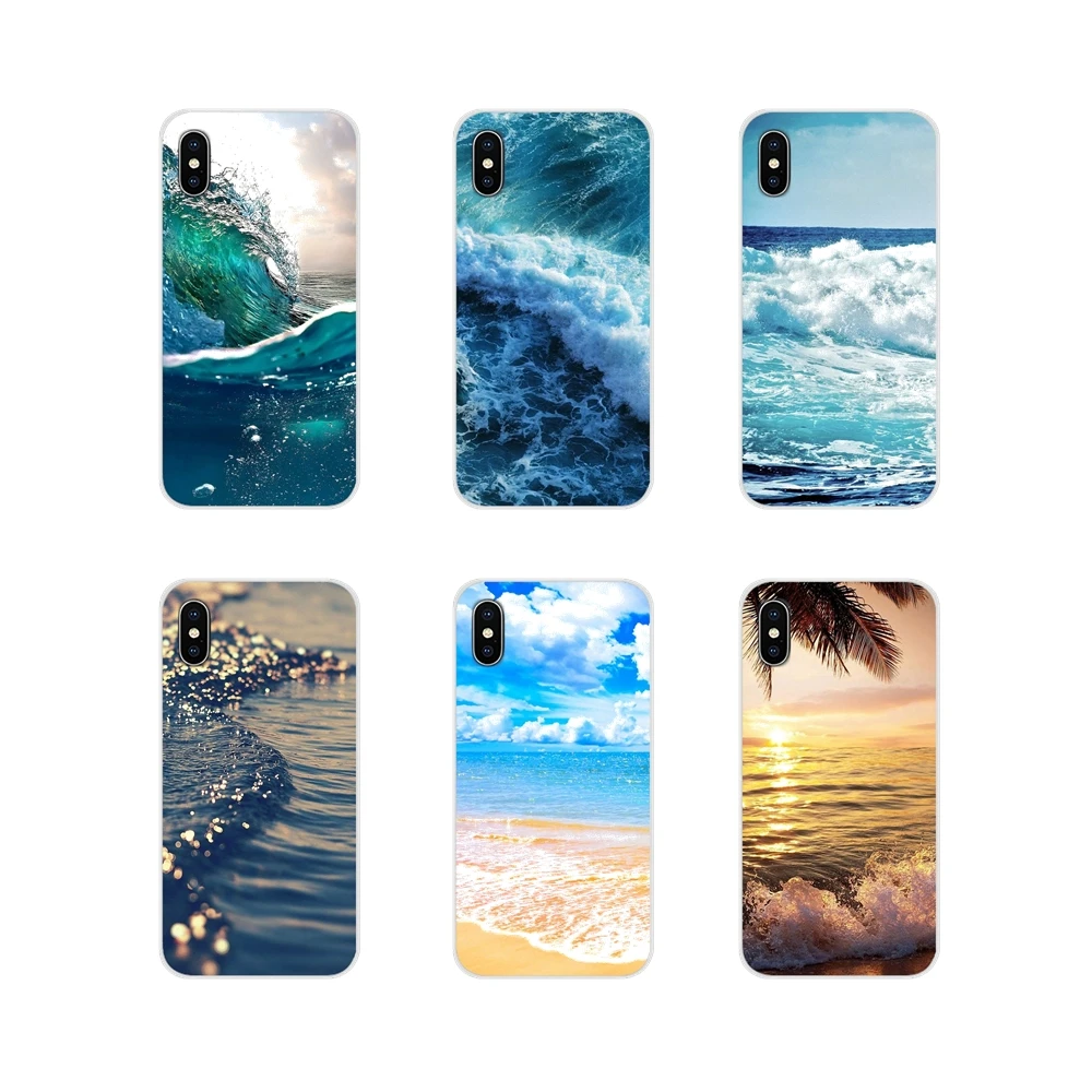 Прозрачные чехлы из ТПУ для Samsung Galaxy J1 J2 J3 J4 J5 J6 J7 J8 Plus 2018 Prime 2015 2016 2017 blue sea wave beach summer |