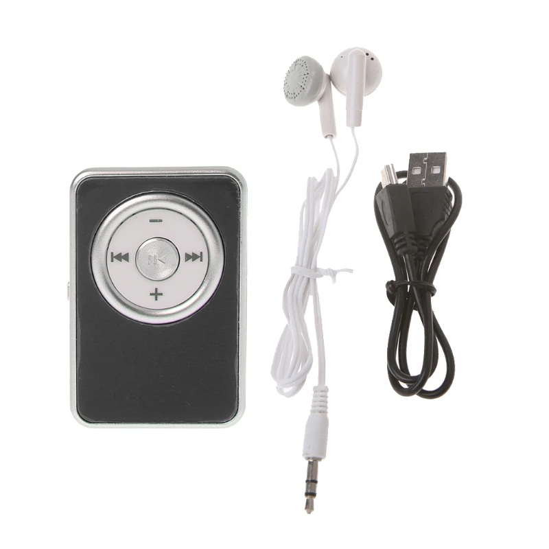 Мини зажим музыкальный медиа mp3 плеер Поддержка TF Micro SD карты с USB кабелем для