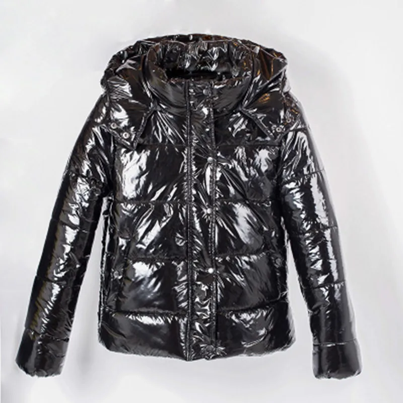 black thin Новинка, женские зимние куртки, короткое теплое пальто, уплотненное пальто с хлопковой подкладкой, верхняя одежда для женщин, серебристый цвет, стильная зимняя парка - Цвет: black thin