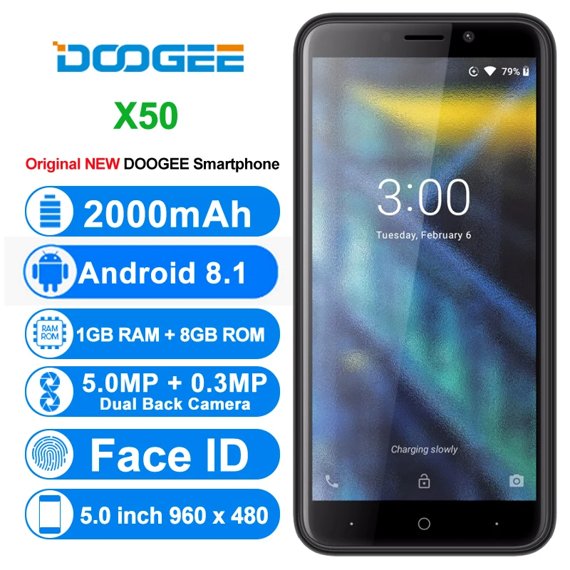 Оригинальный DOOGEE X50 3g WCDMA Мобильный телефон Android 8 1 Гб + MTK6580M 4 ядра смартфон Двойная