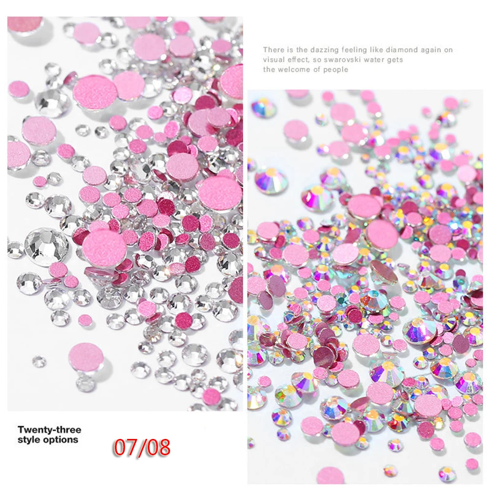 Стразы для ногтей разных размеров 1440 дюйма блестящие прозрачные AB цвета стразы с