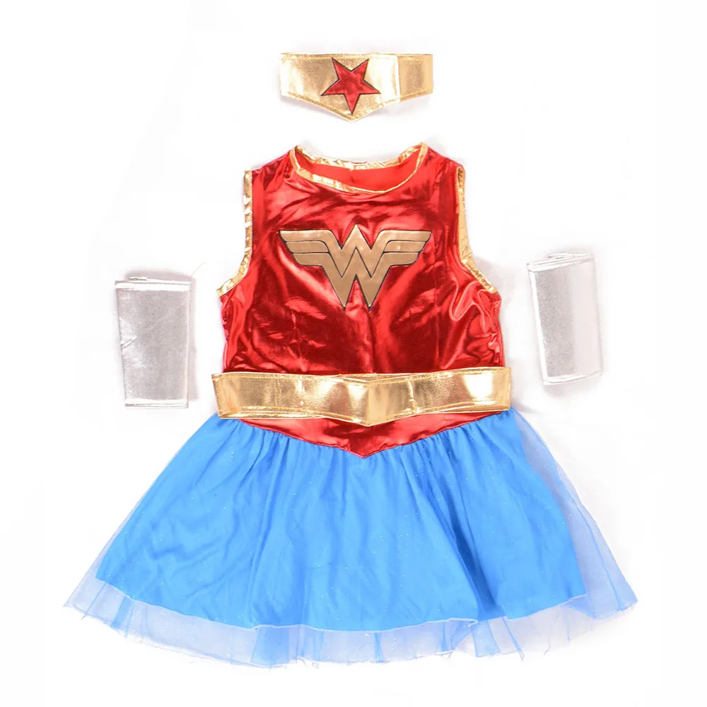Wonder Girl A Роскошный костюм супергероя для девочек, костюм Чудо-женщины, костюм супердевушки, нарядное платье, вечерние костюмы на Хэллоуин для детей - Цвет: Wonder Girl A