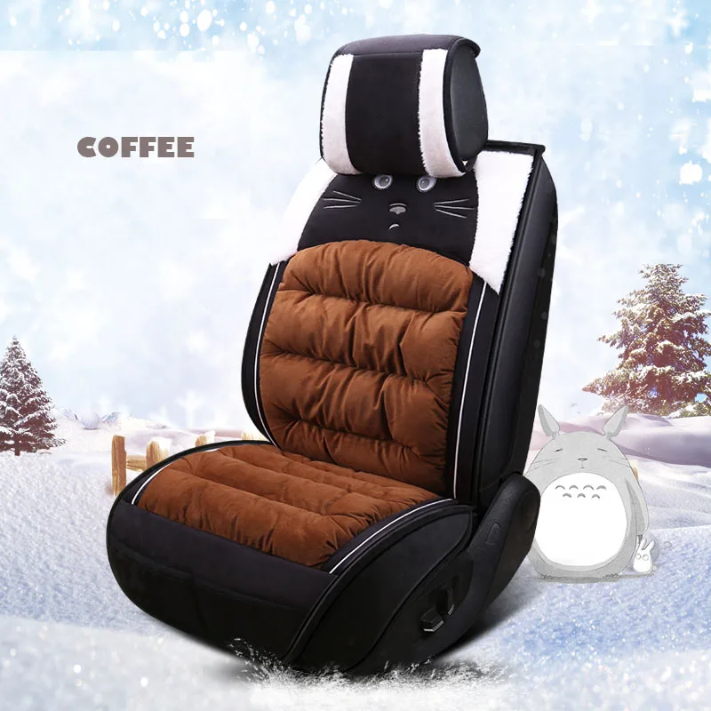 COFFEE Комплект универсальных чехлов для автомобильных сидений плюшевые для авто Toyota Corolla Camry Rav4 Auris Prius Yalis Avensis стикеры аксессуары для авто-Стайлинг - Название цвета: COFFEE