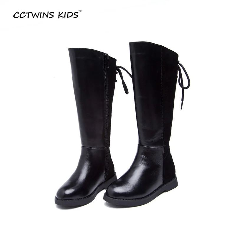 CCTWINS KIDS/ г.; зимние детские ботинки из натуральной кожи; модные ботинки для маленьких девочек; Детские ботфорты; брендовые черные ботинки для малышей; CH1350