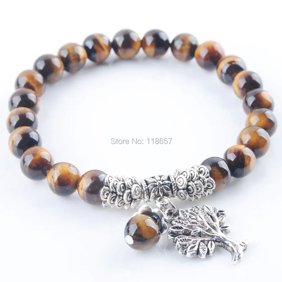 YOWOST Free Shipping Natural Gem Stone Bracelet Mala Beads Tree Of Life Charms Meditation Ethnic For Women Jewelry IBK324 | Украшения и