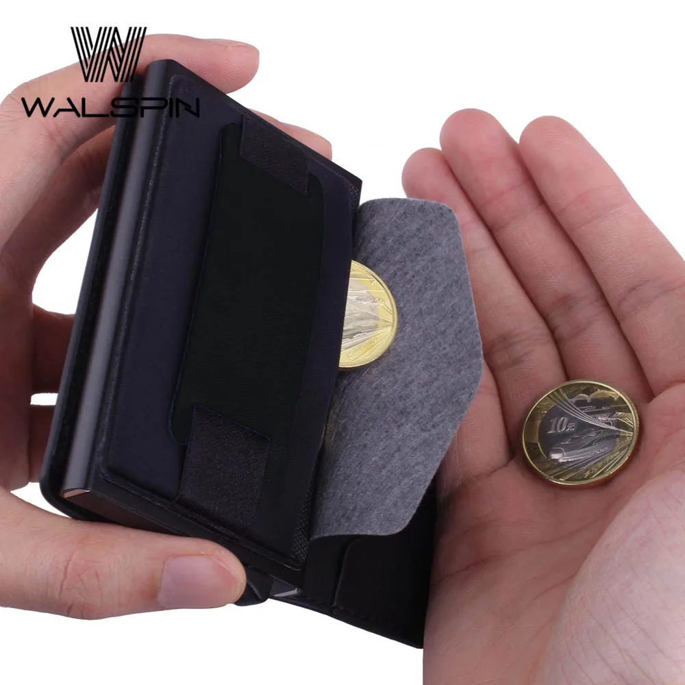 Алюминиевый Тонкий кошелек с RFID защитой и эластичным задним карманом держатель