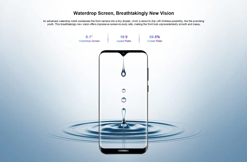 Оригинал DOOGEE Y8 Android 9 0 мобильный телефон 6 1 inch 19:9 Экран MTK6739 4 ядра 3 GB 16 8MP 3400 mAh