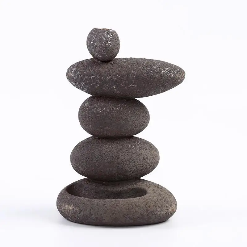 

Traditional Stone Shape Ceramic Backflow Incense Burner Smoke Waterfall Incense Burner Office Home Decor Office Retro Crafts