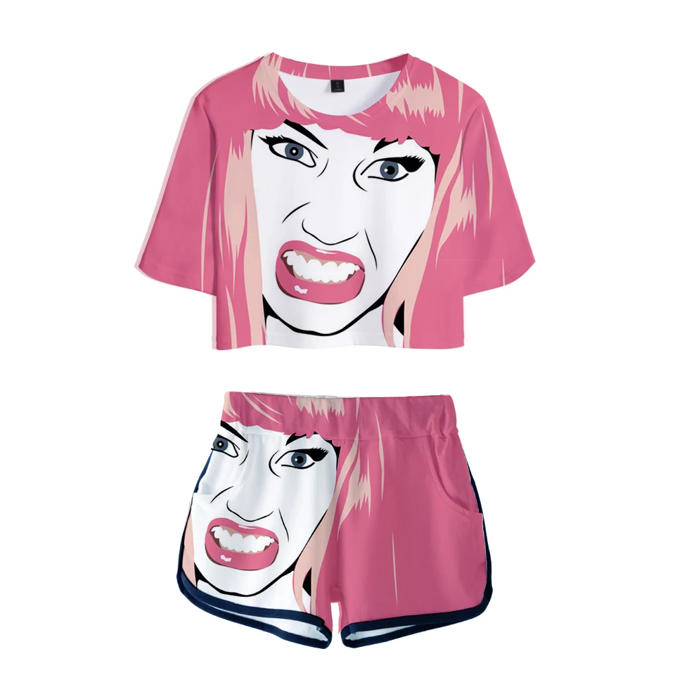 Женские мягкие шорты и футболки Nicki Minaj модные комплекты из двух предметов крутой