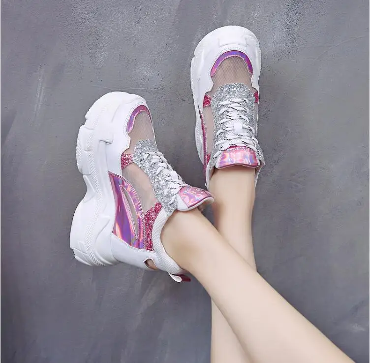 Fashion Summer Women Sneaker Sandals Women Wedges High Heel Platform Shoes Woman Classic Lace Up Casual Gladiator Sandals