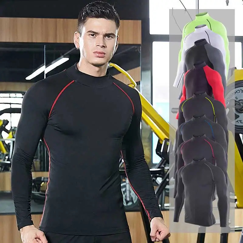 Мужской тренировочный топ для фитнеса длинная футболка спорта бега йоги