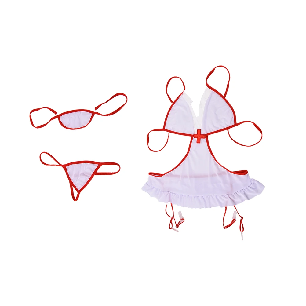 

Erotic Lingerie Cosplay Nurse Costumes Halloween Cosplay Sexy Women Halter Nurse Uniforms Kimono