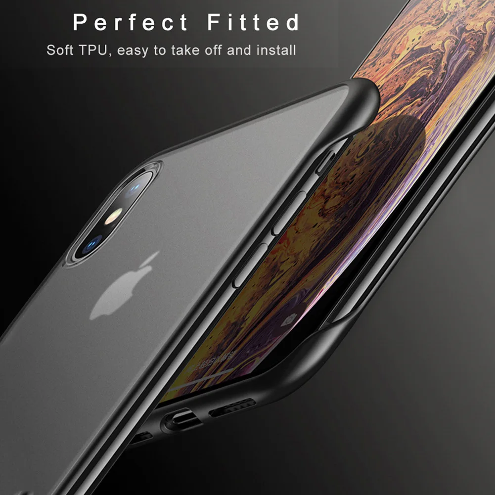Чехол для iPhone 7 Plus X XS Max роскошное прозрачное матовое бескаркасное кольцо Силиконовое матовое шелковое жесткое покрытие для задней панели ультратонкий