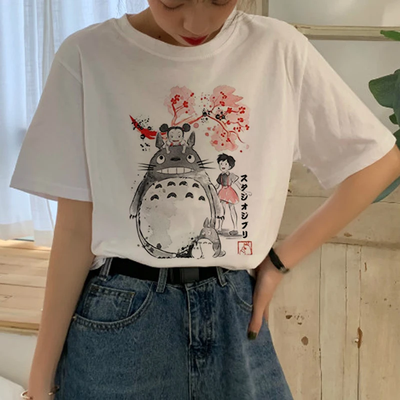 Милая футболка Totoro Studio Ghibli, Женская Футболка Harajuku Ullzang, модная футболка в стиле аниме 90 s, футболки с забавными рисунками, женские футболки - Цвет: 4266