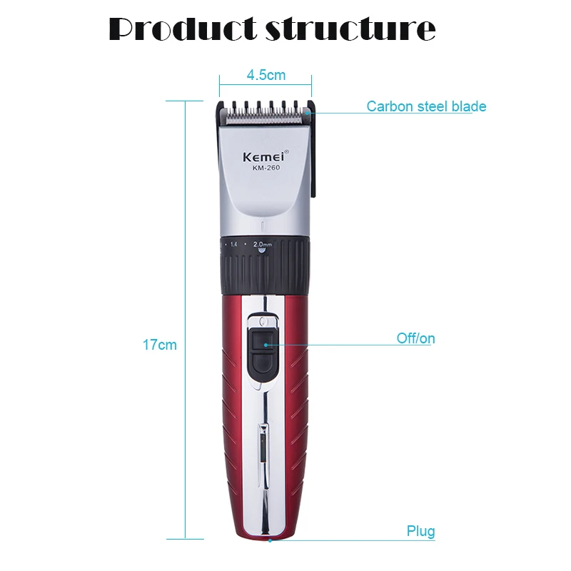 Kemei электрическая машинка для стрижки волос перезаряжаемая триммер бороды