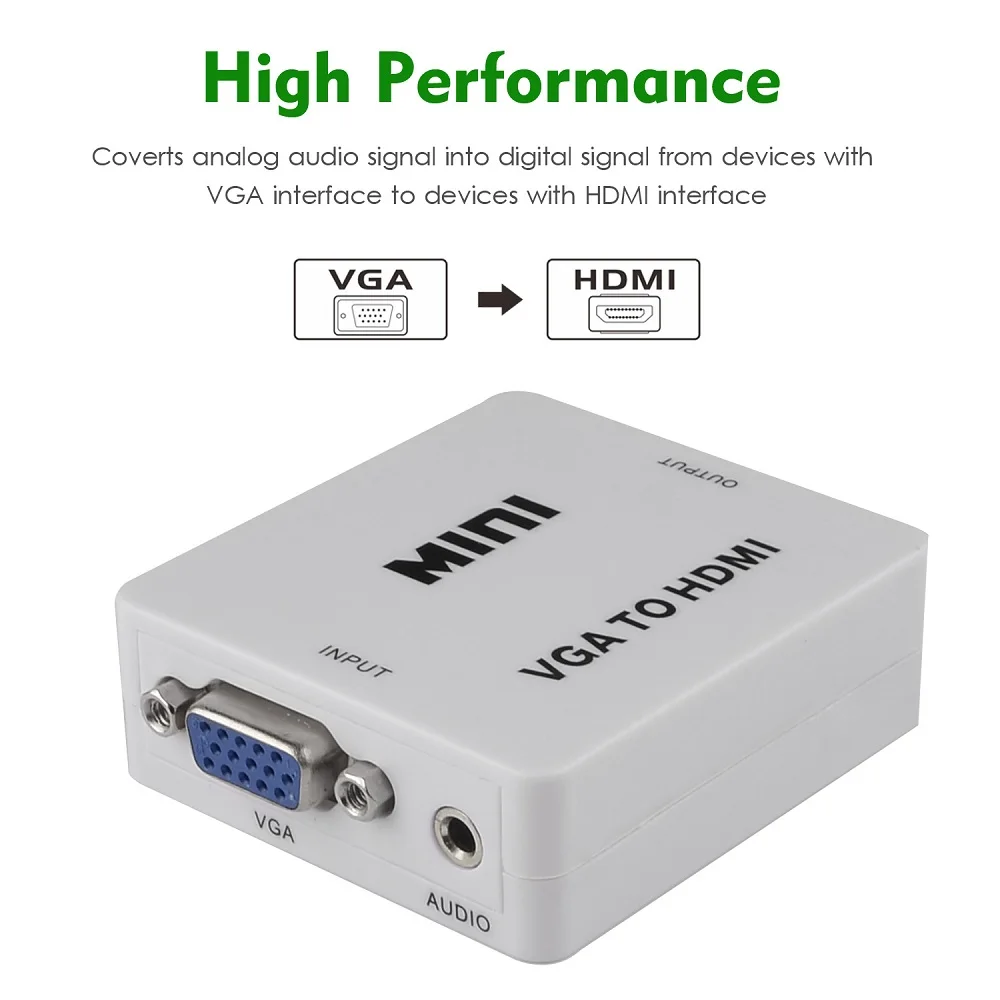 Преобразователь видеосигнала Wavlink 1080P VGA-HDMI адаптер с высоким разрешением и
