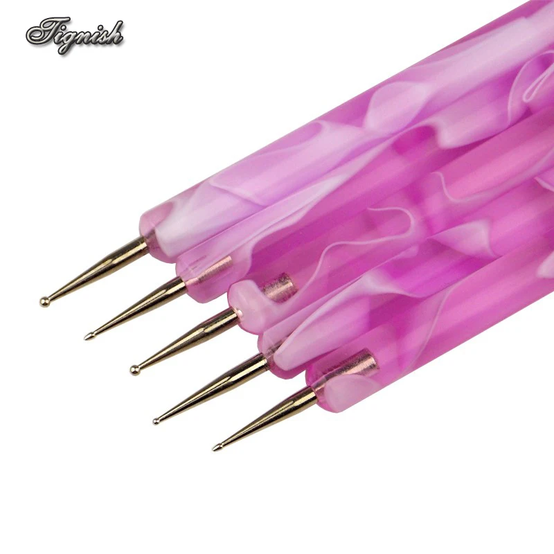 Tignish 5 шт. 2 способа фиолетовый синий для ногтей УФ-Гель-лак ручка очистки живопись