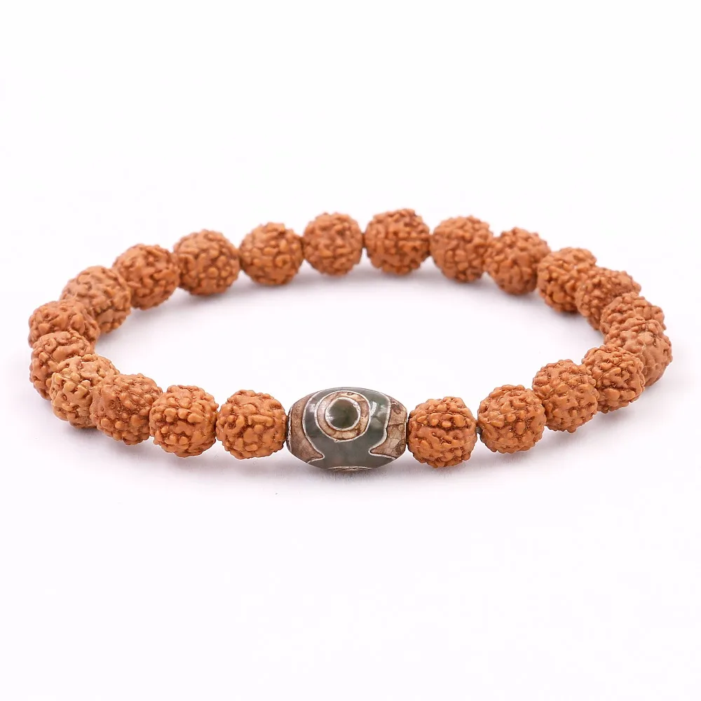 Натуральная рудракша семена тибетского буддизма Dzi Eye Beads браслет для мужчин и