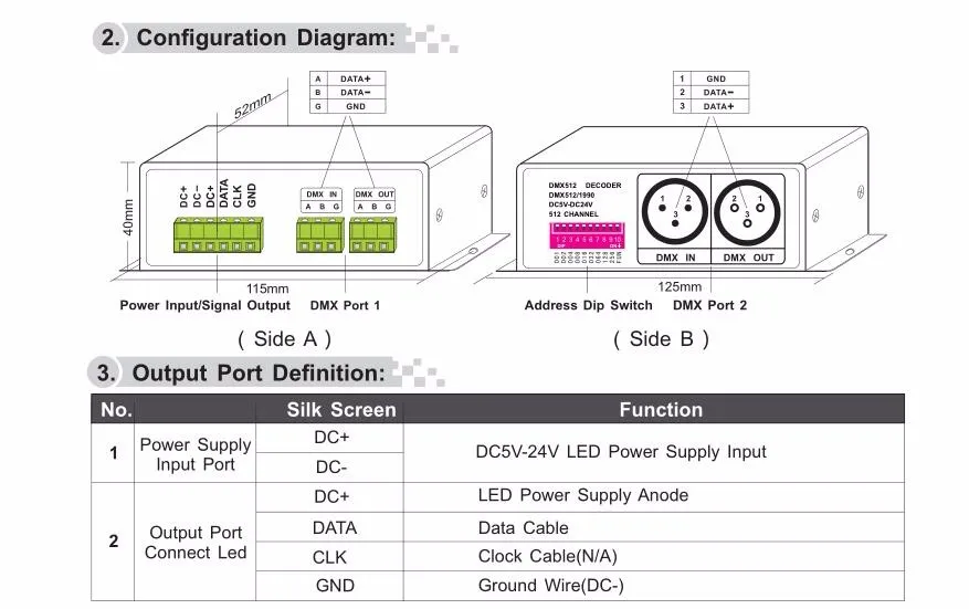 Светодиодный контроллер LT-DMX-1809 DMX декодер; DMX-SPI сигнальный преобразователь, поддержка TM1804/TM1809/WS2811/WS2812B и т. д