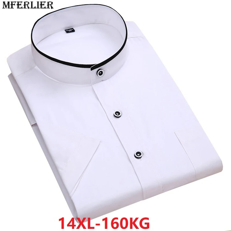 Летние большие размеры 10XL 14XL рубашки мужские 9XL 7XL 8XL рубашки с коротким рукавом деловые 12XL белые синие рабочие 11XL 13XL