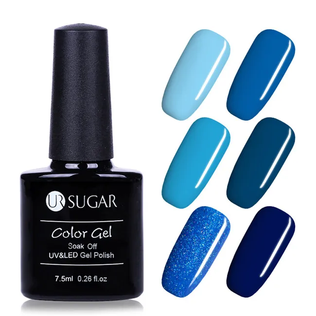 Blue Colors Ur Sugar 6 шт. набор УФ-гель-лаков 7,5 мл чистый УФ-цвет светодиодный Гель-лак для ногтей яркие красные цвета впитывающий Гель-лак для рисования - Цвет: Blue Colors