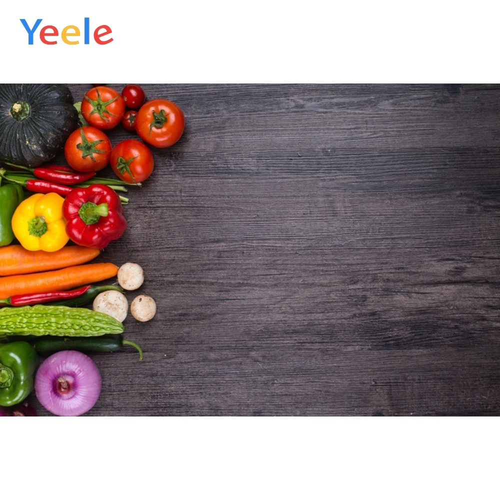 

Yeele Wooden Board Tomato Vegetable Fruit Seasoning Food Kitchen Photography Backgrounds Photographic Backdrops for Photo Studio