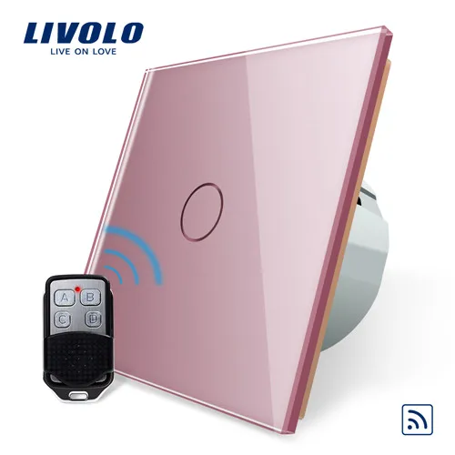 Pink Livolo ЕС стандартный пульт дистанционного управления, AC 220~ 250 В настенный светильник, дистанционный сенсорный выключатель с мини-пультом дистанционного управления C701R-11-RT12, без логотипа - Цвет: Pink