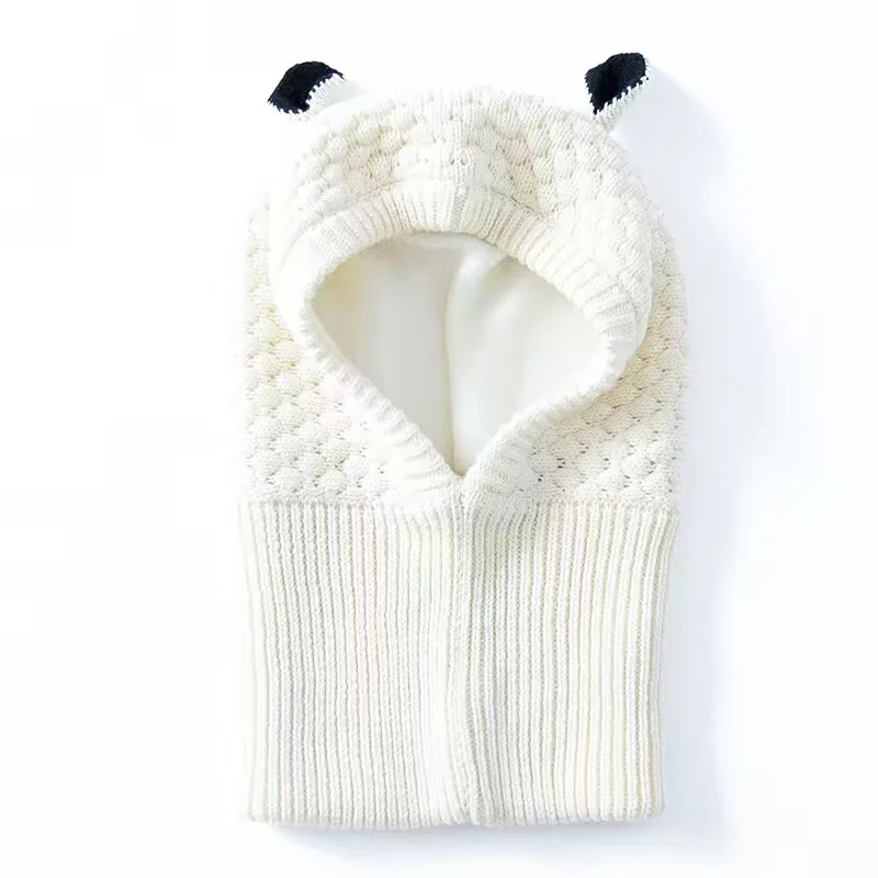 Зимние ветрозащитные шляпы и шарф для детей ясельного возраста белые вязаные