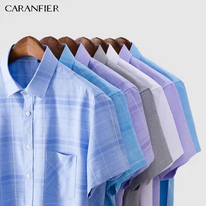 Мужская однотонная летняя рубашка с коротким рукавом