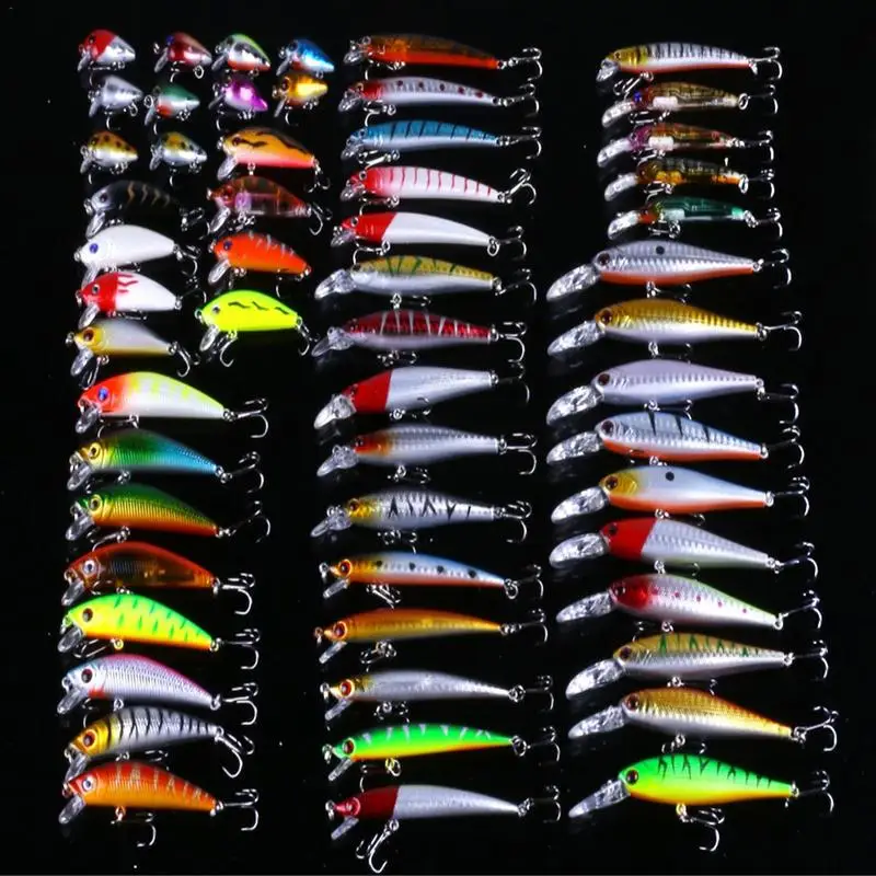 

56PCS Fishing Lures Set Mixed Minnow Lot Lure Bait Crankbait Tackle Bass Fishing Wobblers Suitable For Different Kinds Of Fishes