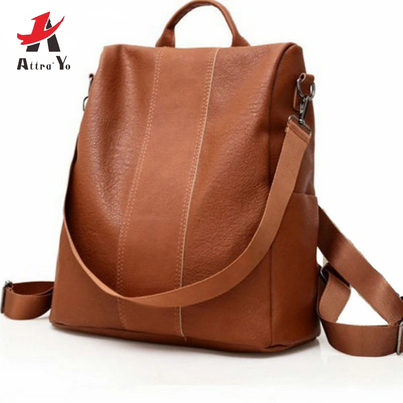 Attra Yo Модный женский рюкзак простой с защитой от кражи PU кожаный женская сумка на