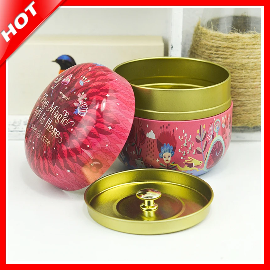 Жестяная коробка для чая с 2 крышками и крышками|tin box|round tin boxiron box |