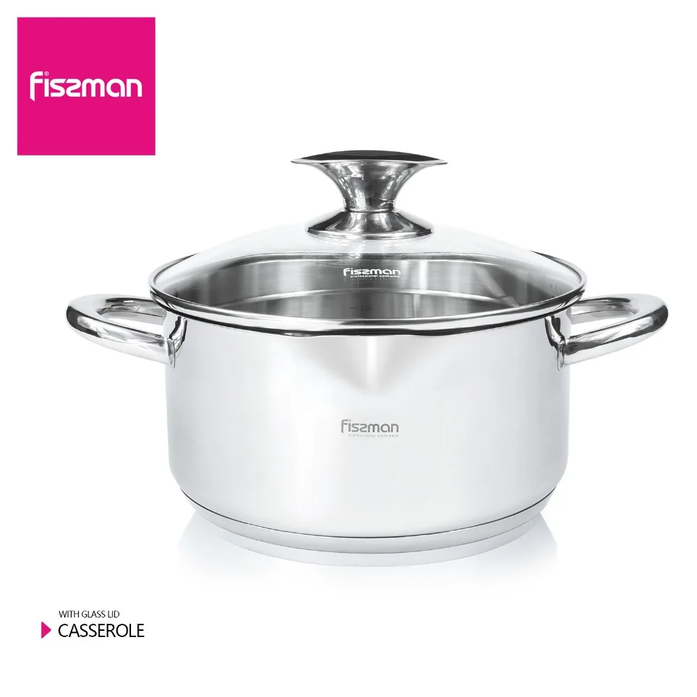 Кастрюля FISSMAN со стеклянной крышкой с двумя боковыми ручками 304 индукционные
