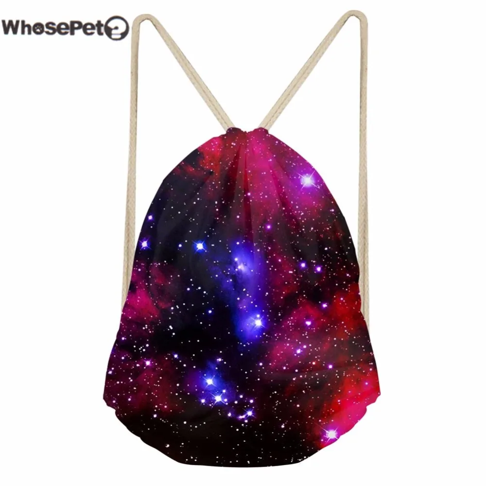 WhosePet Drawstring сумка маленькая для мужчин женщин школы рюкзаки Космическая